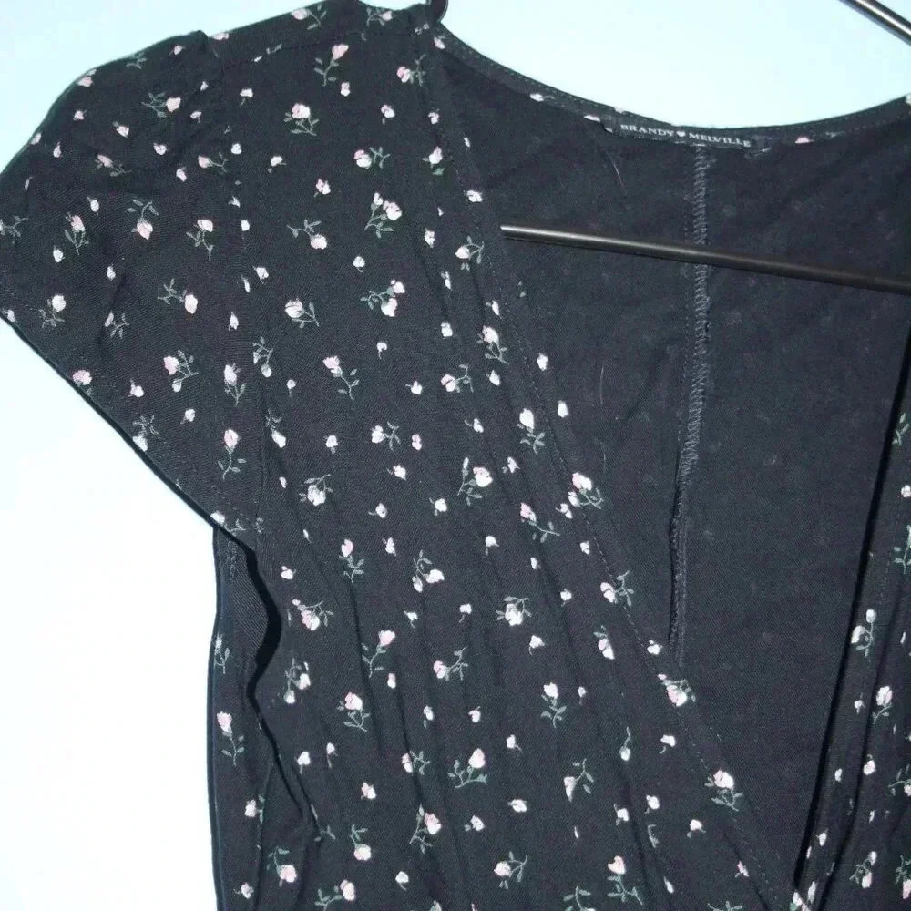 Brandy Melville Mini Floral Print Wrap Dress One Size - Picture 3 of 13